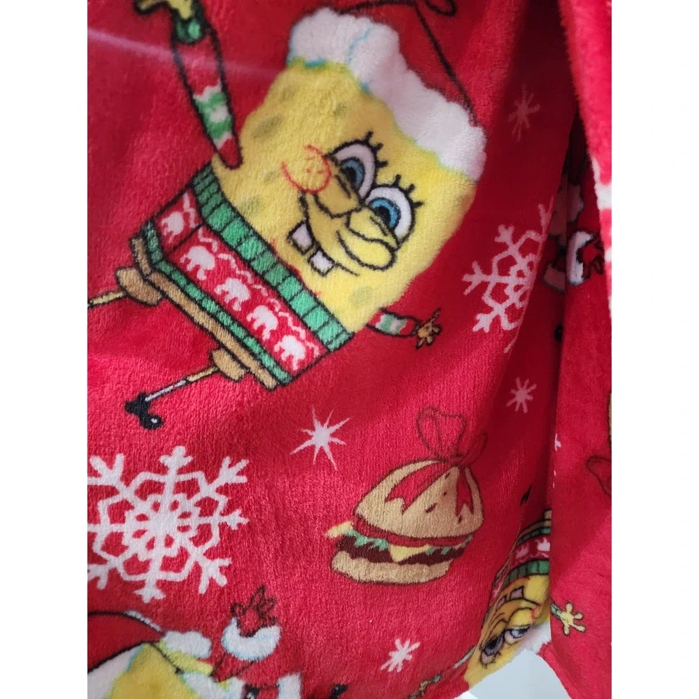 Santa SpongeBob SquarePants Krabby Pattie Christmas Holiday Plush Throw Blanket